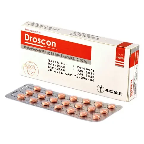 Pack Image: Droscon 3 mg Tablet ((21 active+7 inert) tablet)
