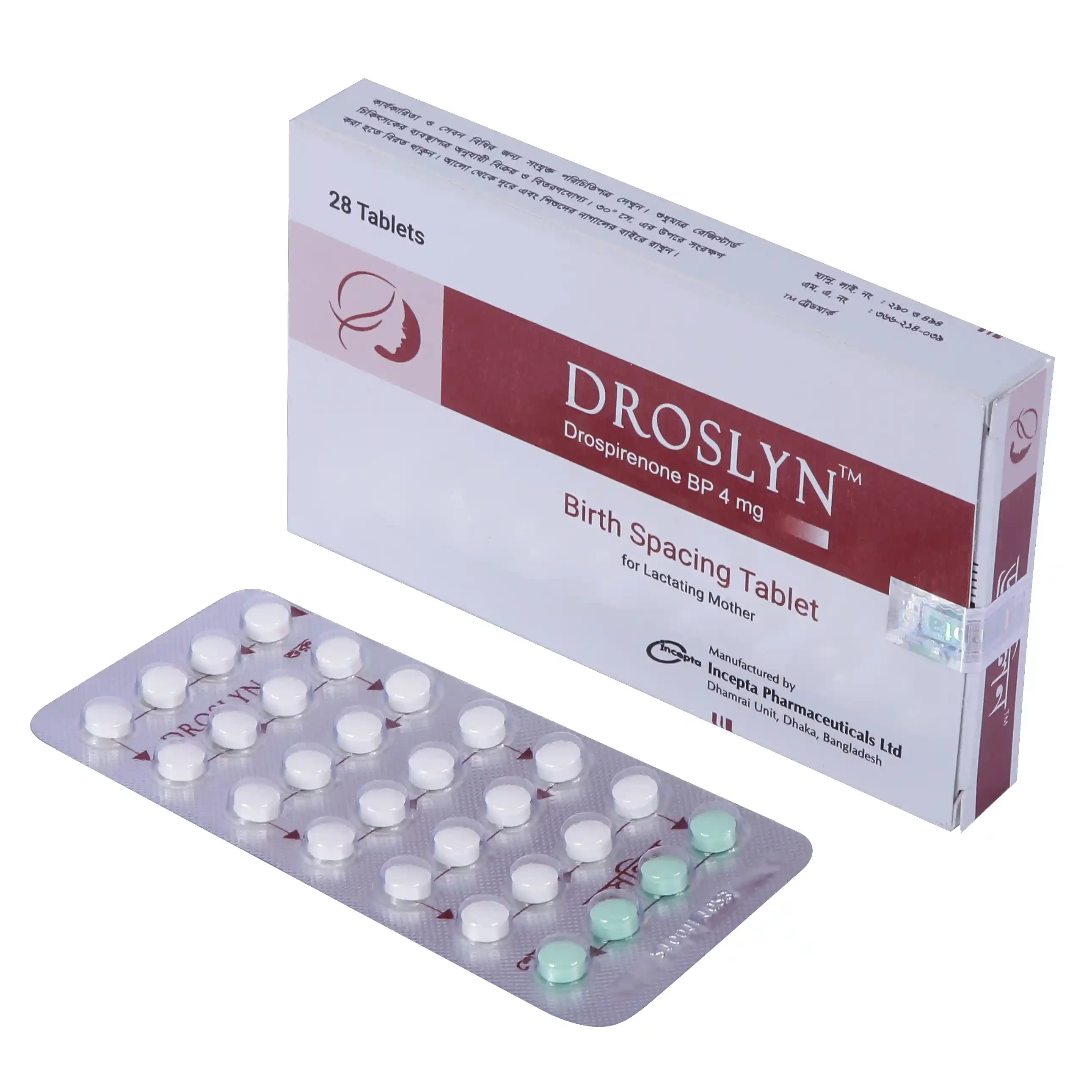 Pack Image: Droslyn 4 mg Tablet ((24 active+4 inert) tablets)