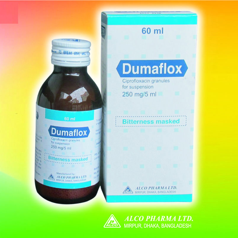 Pack Image: Dumaflox 250 mg Suspension (60 ml bottle)