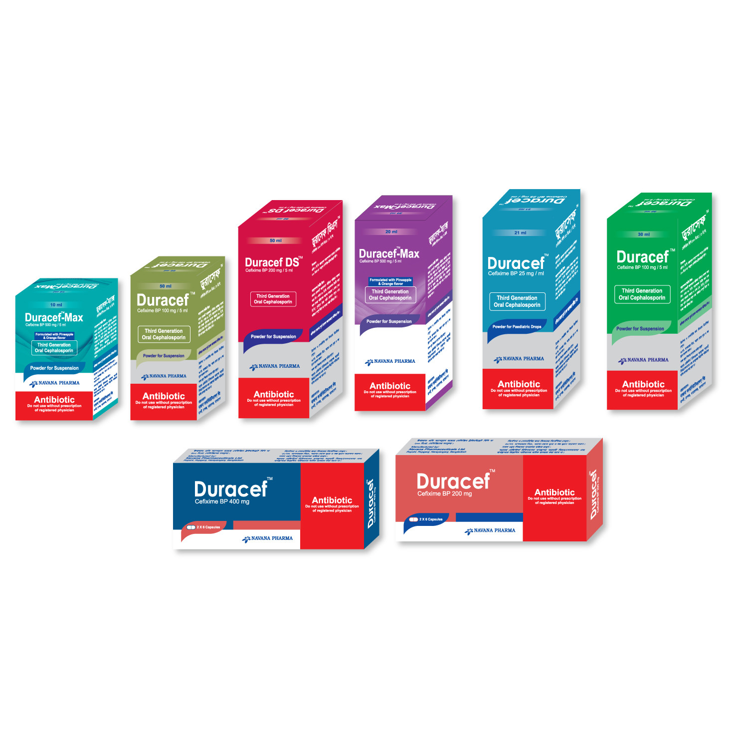 Pack Image: Duracef 100 mg Suspension (30 ml bottle)