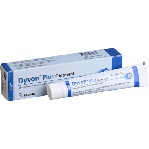 Pack Image: Dyvon Plus 0.05% 0.005% Ointment (20 gm tube)