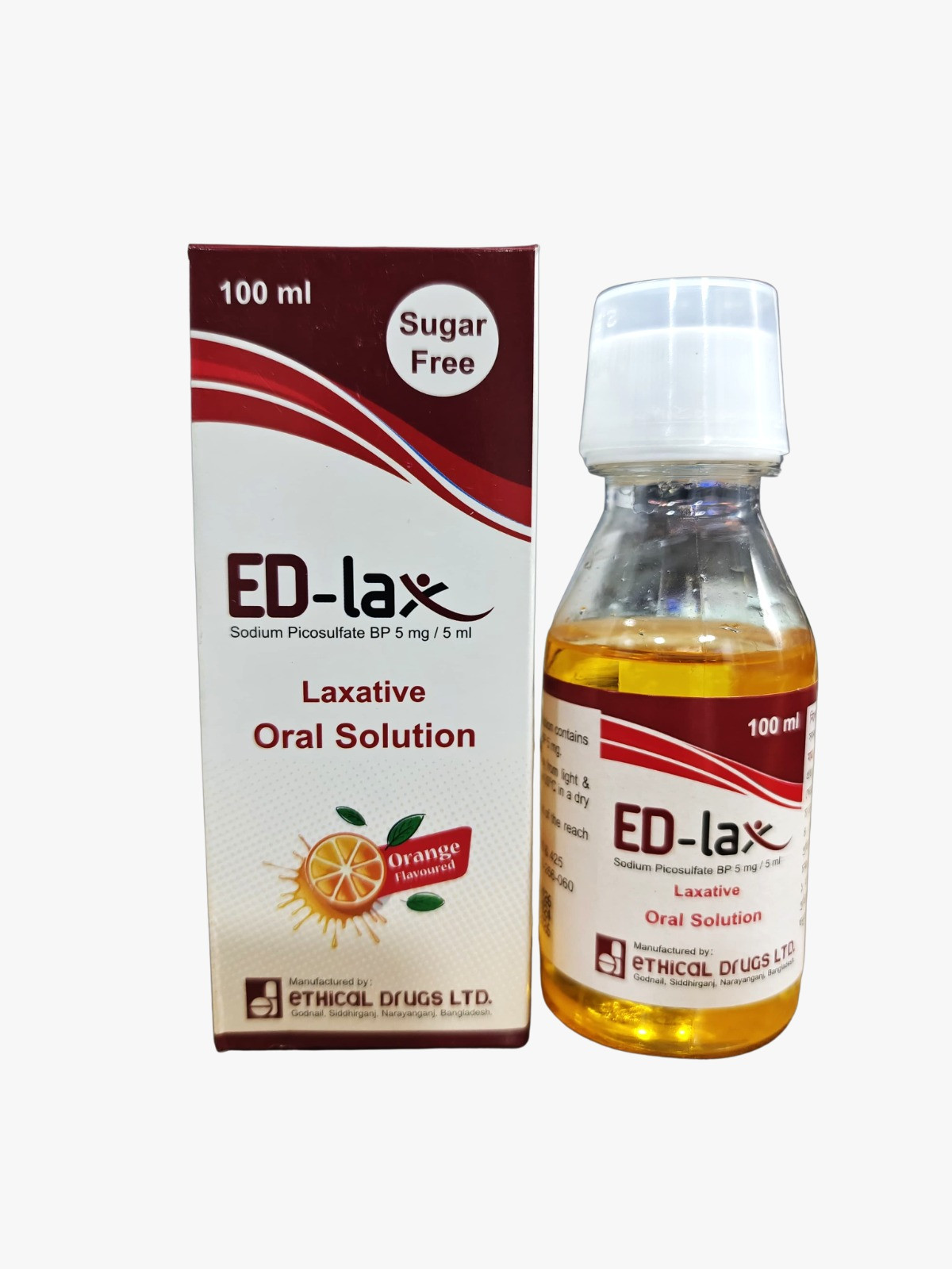 Pack Image: ED-Lax 5 mg Oral Solution (100 ml bottle)