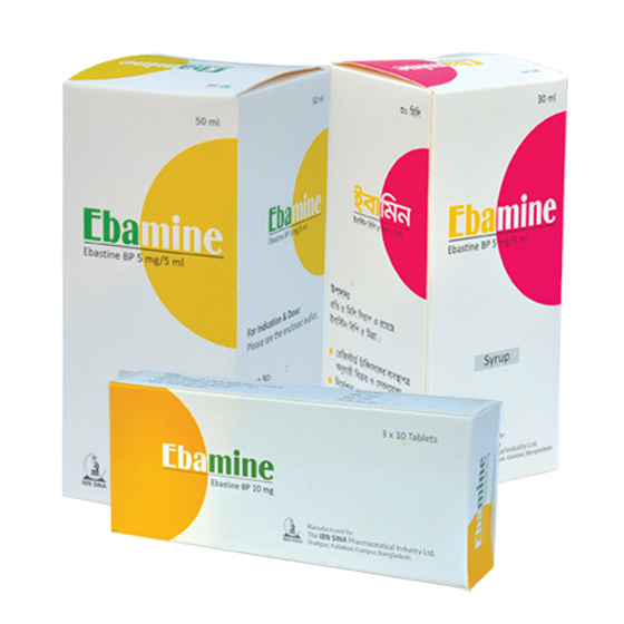 Pack Image: Ebamine 5 mg Syrup (50 ml bottle)