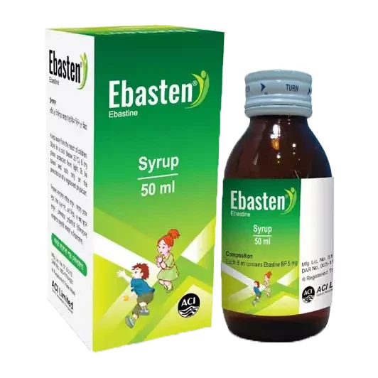 Pack Image: Ebasten 5 mg Syrup (50 ml bottle)
