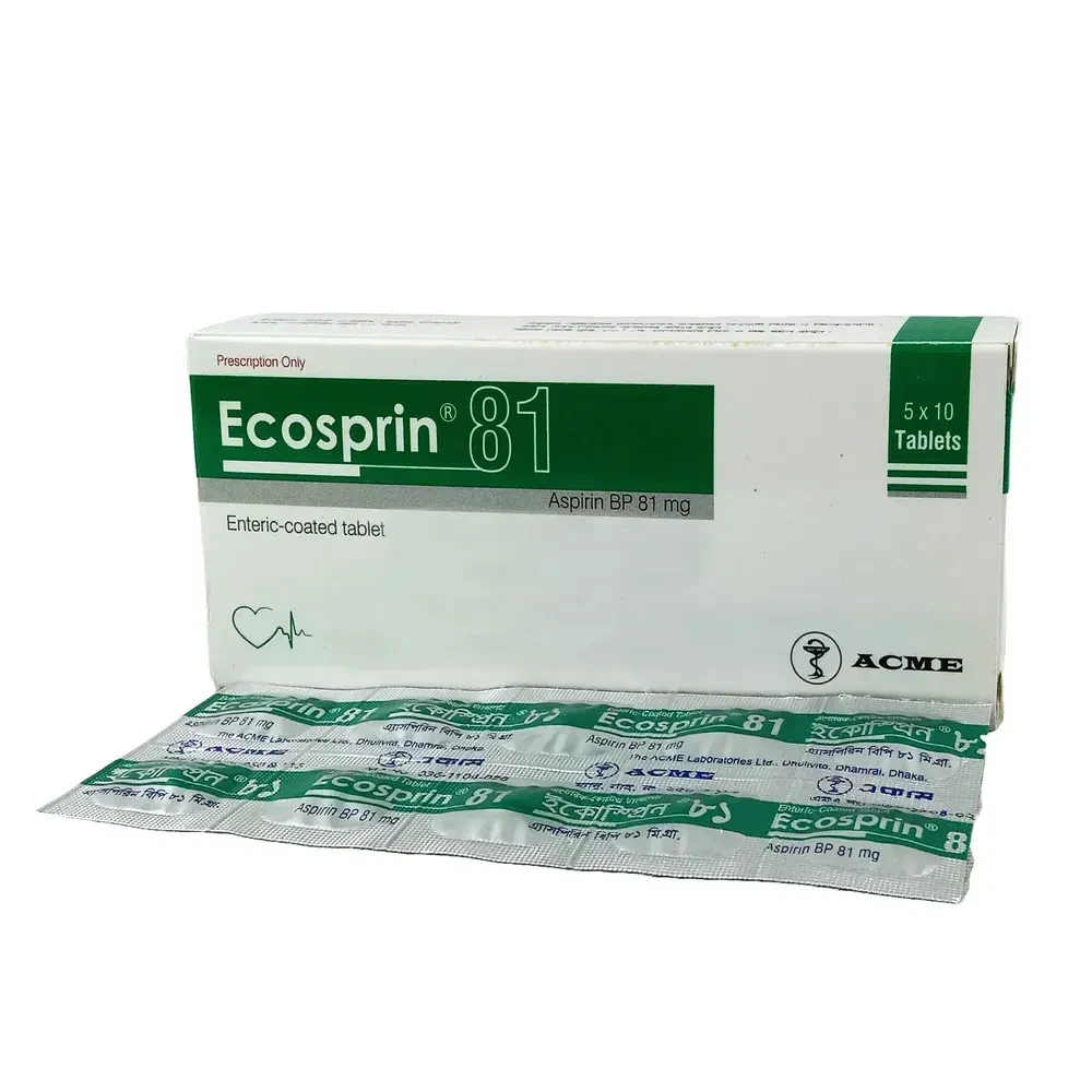 Pack Image: Ecosprin 81 mg Tablet (5 x 10)
