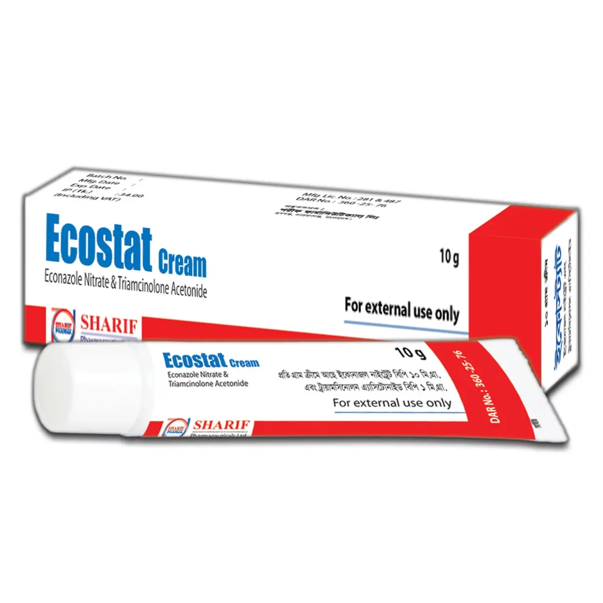 Pack Image: Ecostat 1% 0.1% Cream (10 gm tube)