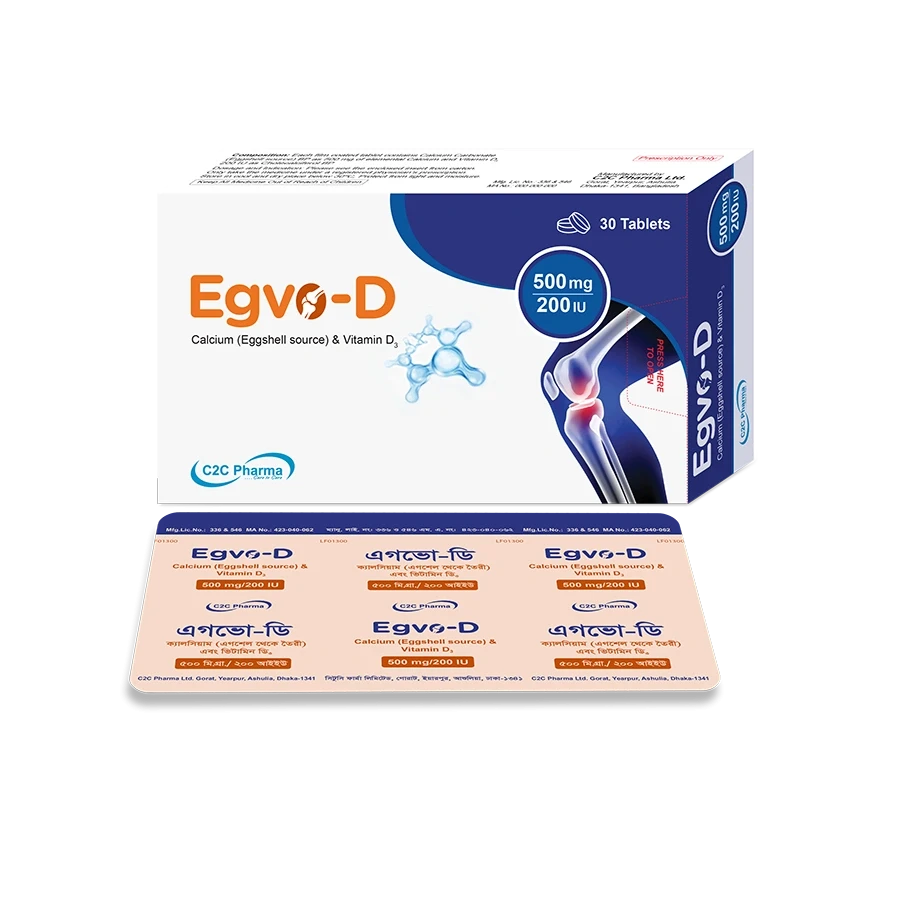 Pack Image: Egvo-D 500 mg Tablet (3 x 10)