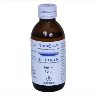 Pack Image: Electro-K 500 mg Syrup (100 ml bottle)