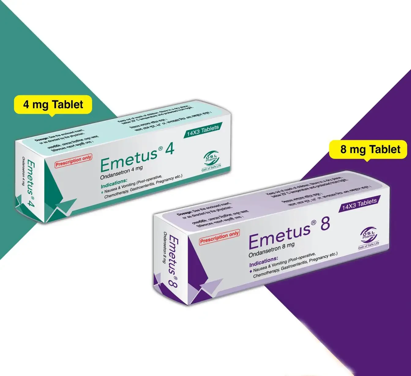 Pack Image: Emetus 4 mg Tablet (3 x 14)