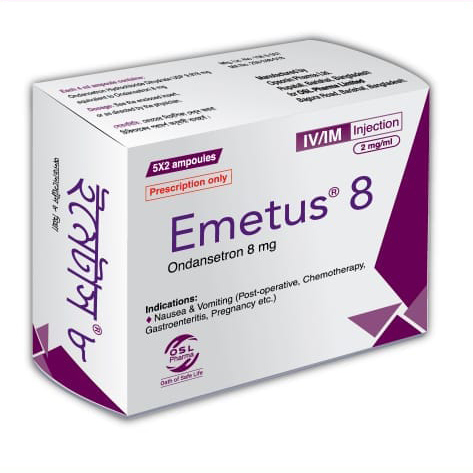 Pack Image: Emetus 8 mg Injection (4 ml ampoule)