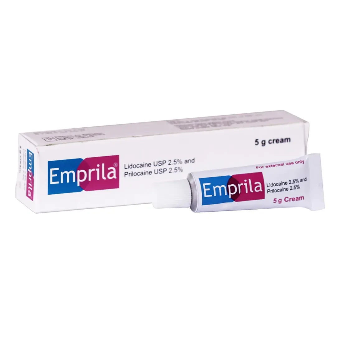 Pack Image: Emprila 2.5% 2.5% Cream (5 gm tube)