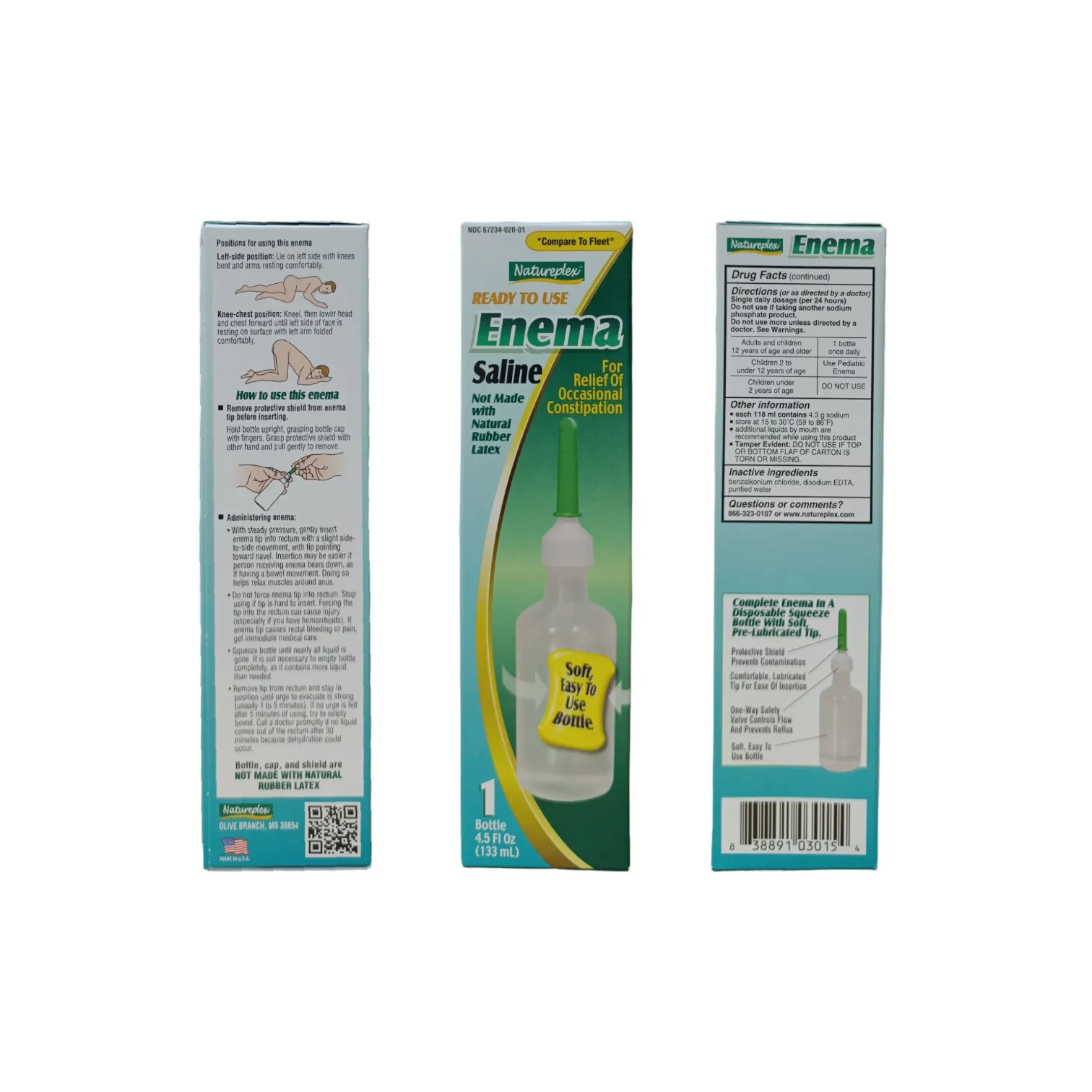 Pack Image: Enema (19 gm Rectal Saline (133 ml bottle)