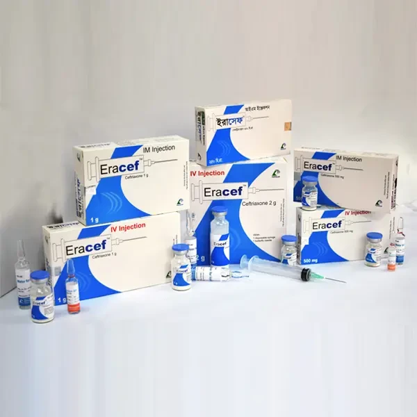 Pack Image: Eracef 500 mg Injection (500 mg vial)