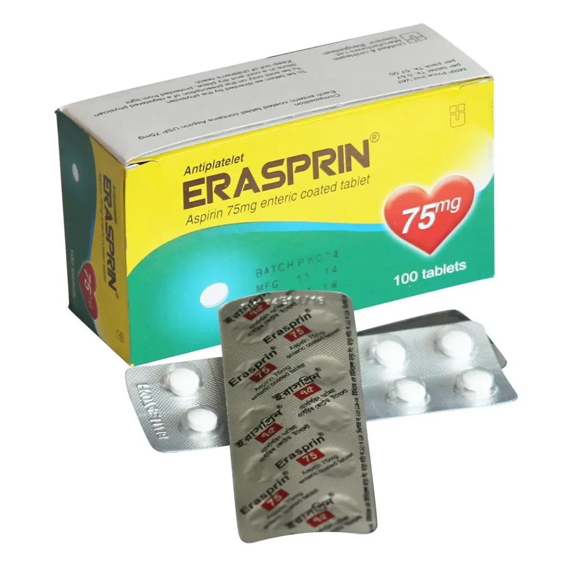 Pack Image: Erasprin 75 mg Tablet (10 x 10)