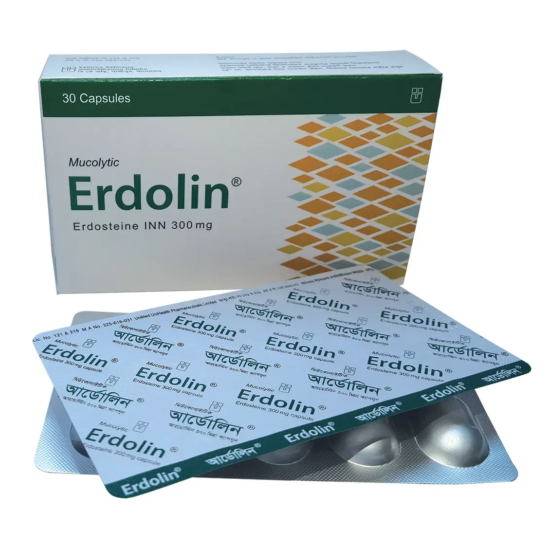 Pack Image: Erdolin 300 mg Capsule (3 x 10)