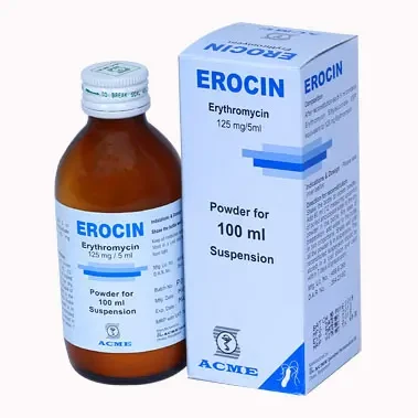 Pack Image: Erocin 125 mg Suspension (100 ml bottle)