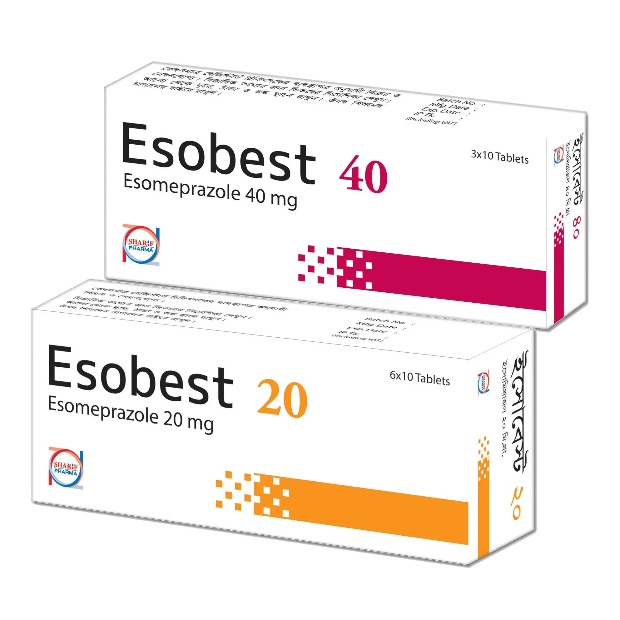 Pack Image: Esobest 20 mg Tablet (6 x 10)