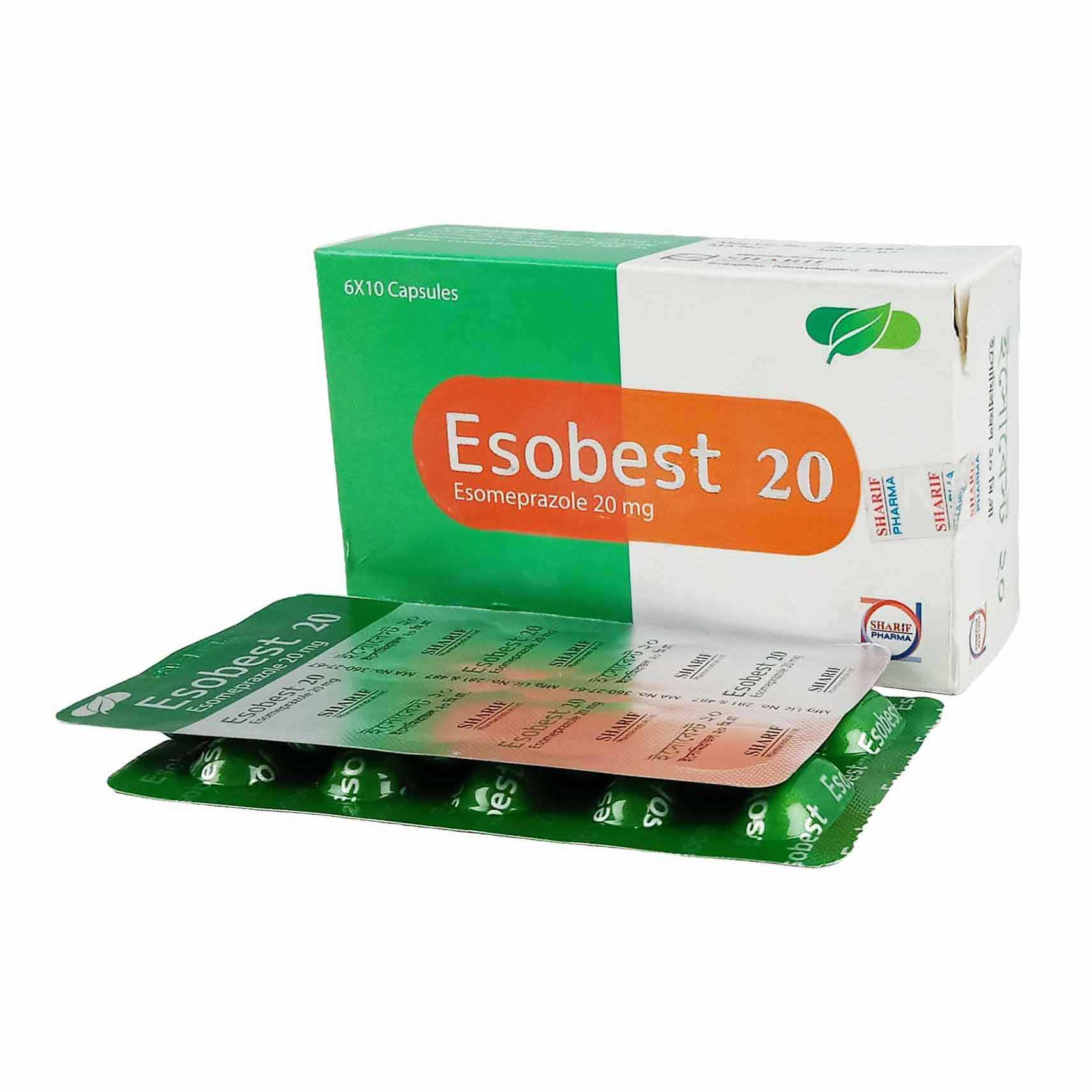 Pack Image: Esobest 20 mg Capsule (6 x 10)