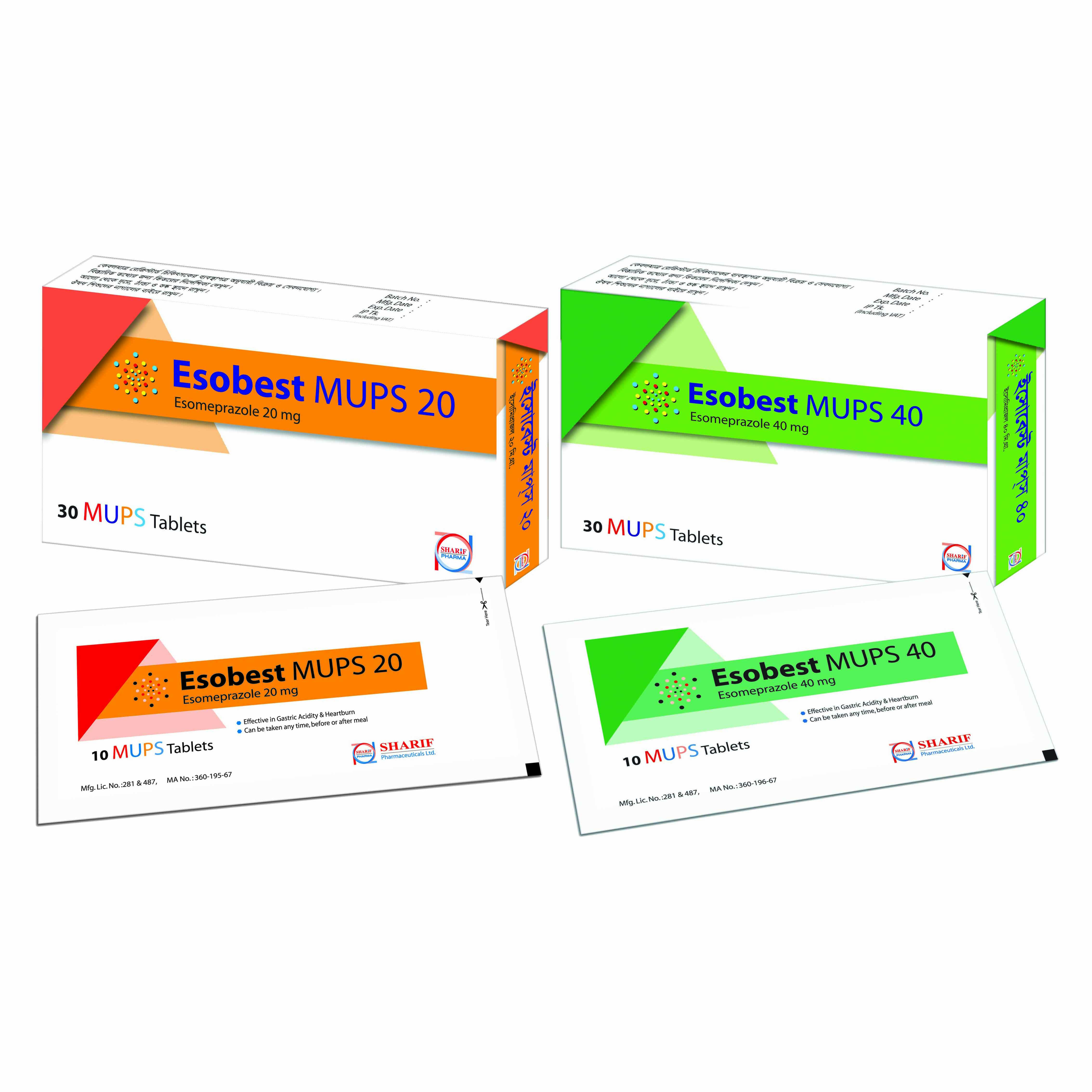 Pack Image: Esobest MUPS 20 mg Tablet (6 x 10)