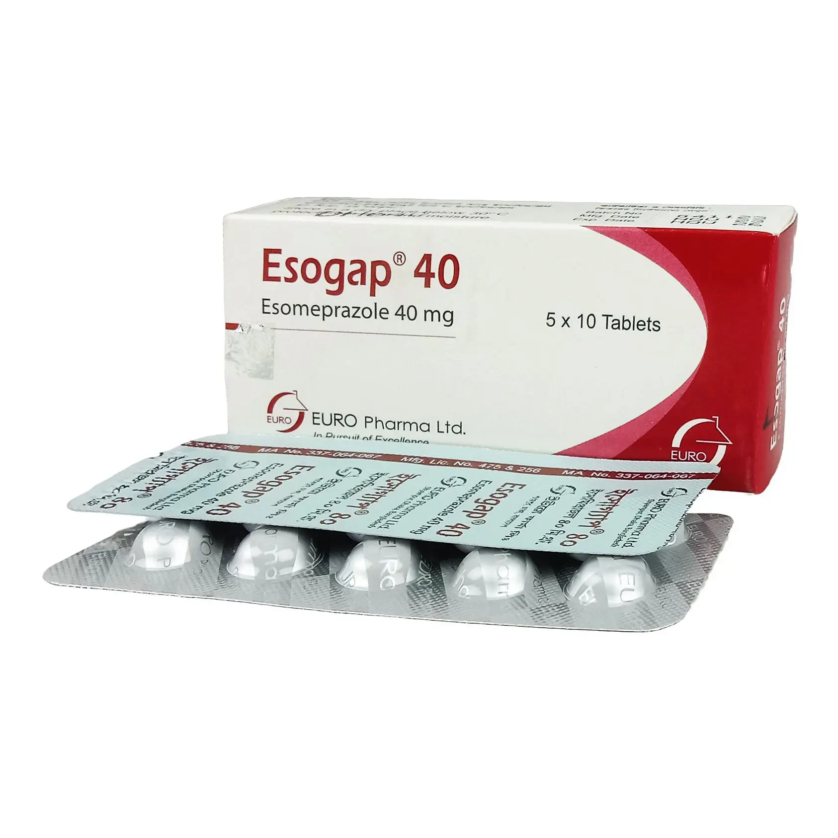 Pack Image: Esogap 40 mg Tablet (5 x 10)