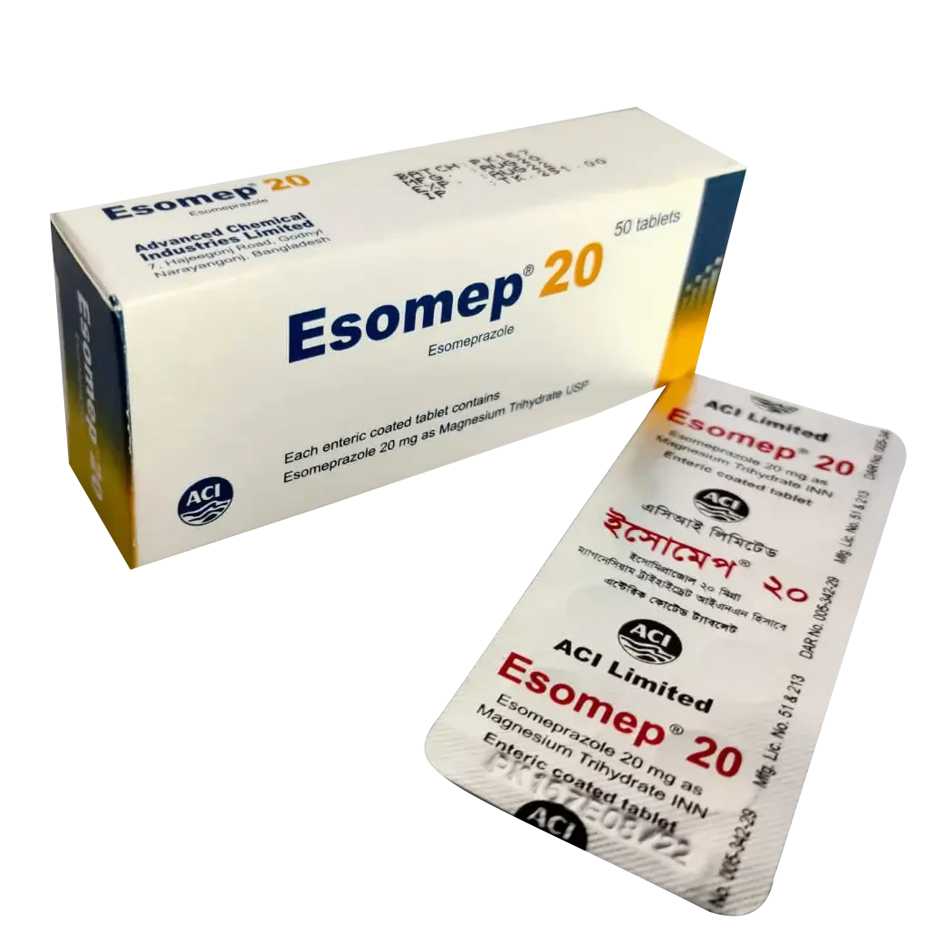 Pack Image: Esomep 20 mg Tablet (5 x 10)