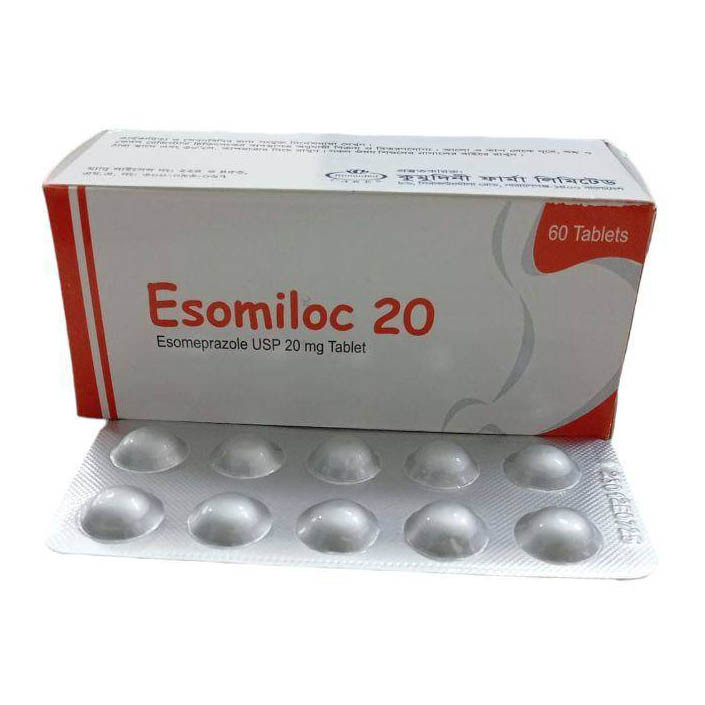 Pack Image: Esomiloc 20 mg Tablet (6 x 10)