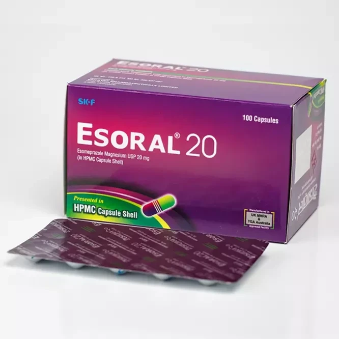 Pack Image: Esoral 20 mg Capsule (10 x 10)