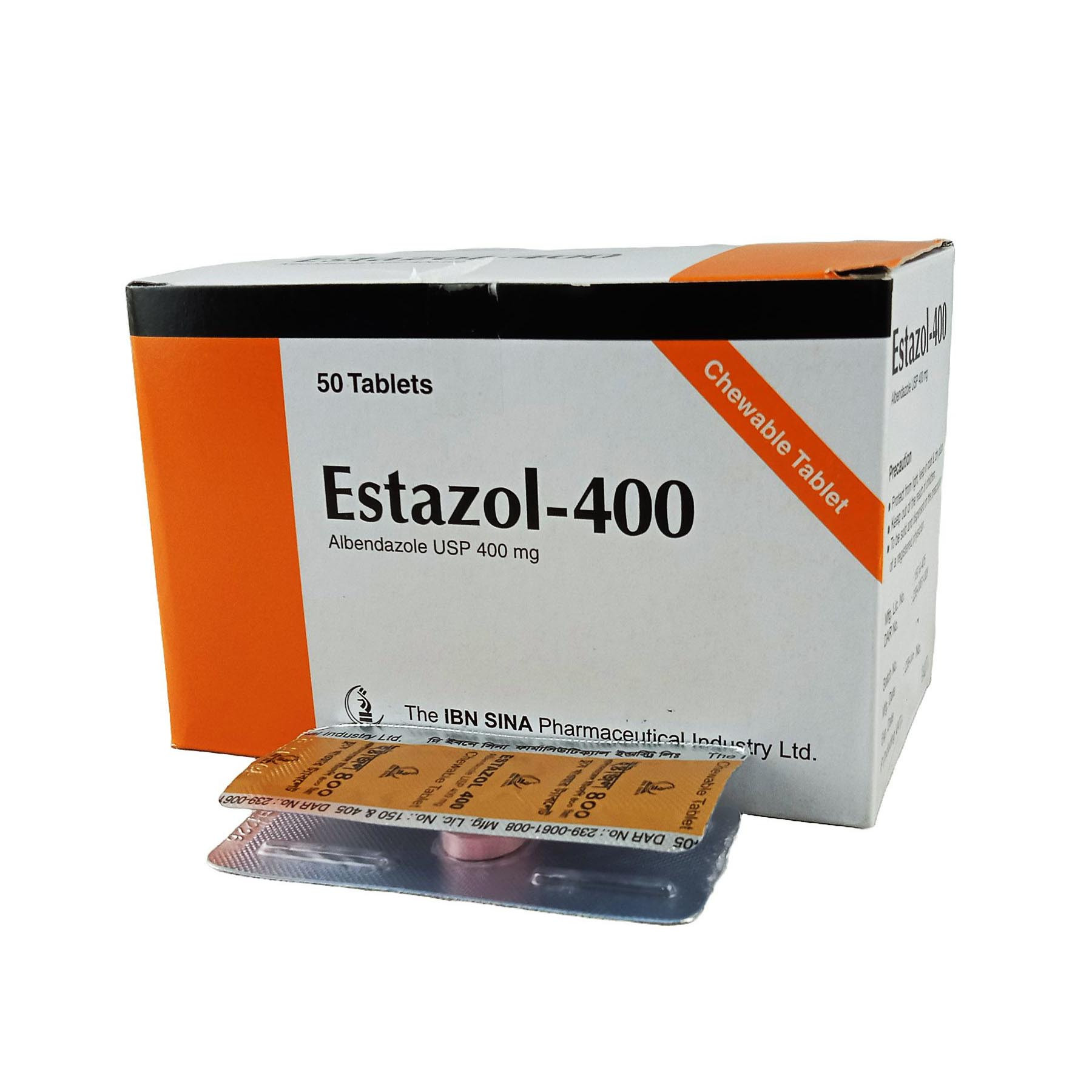 Pack Image: Estazol 400 mg Chewable Tablet (5 x 10)