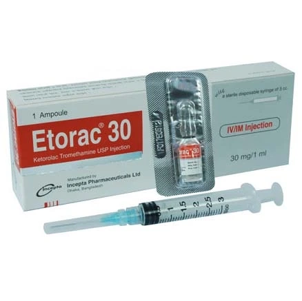Pack Image: Etorac 30 mg Injection (1 ml ampoule)