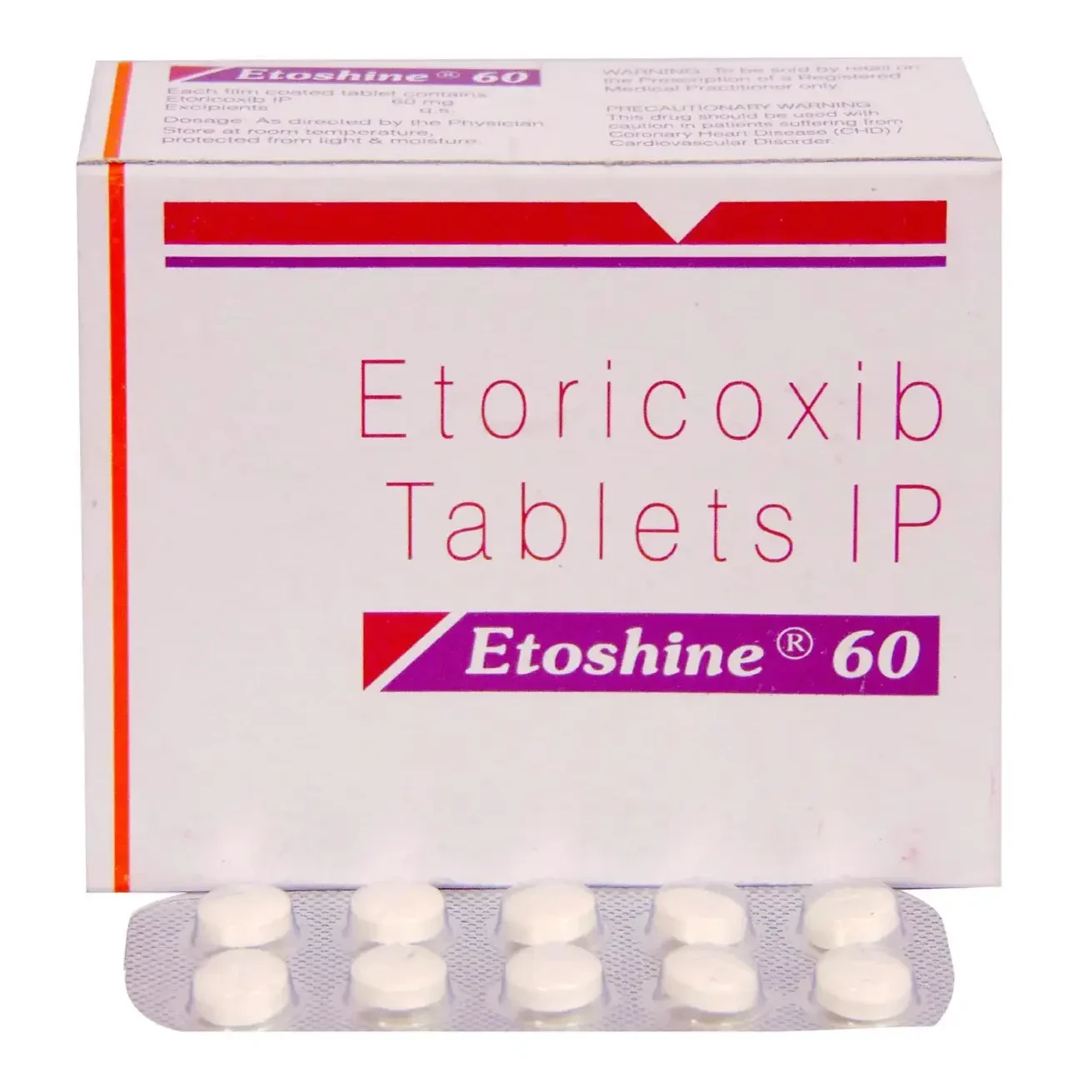 Pack Image: Etoshine 60 mg Tablet (3 x 10)