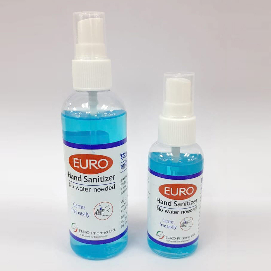 Pack Image: Euro Hand Sanitizer 75% 0.125% Hand Rub (100 ml bottle)