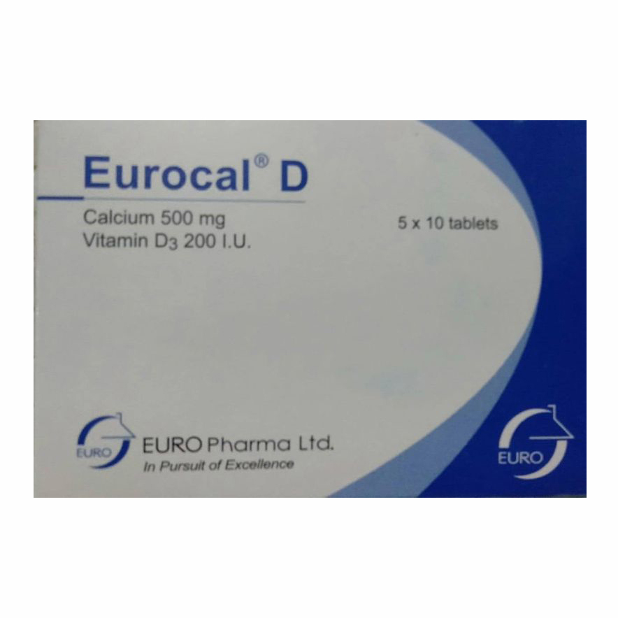 Pack Image: Eurocal-D 500 mg Tablet (5 x 10)