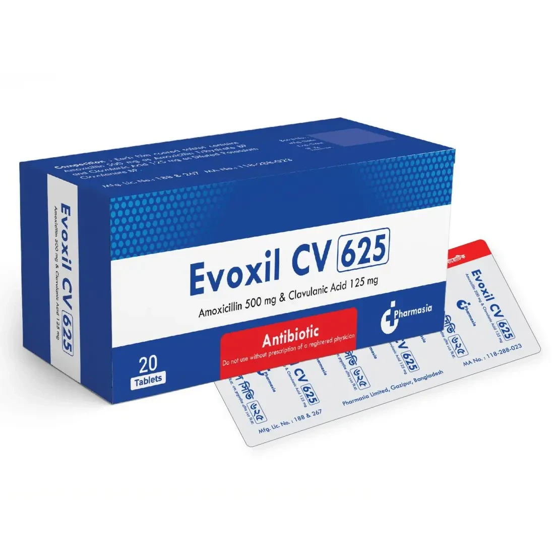 Pack Image: Evoxil CV 500 mg Tablet (4 x 5)