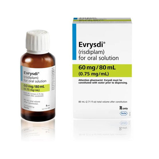 Pack Image: Evrysdi 0.75 mg Oral Solution (60 mg bottle)