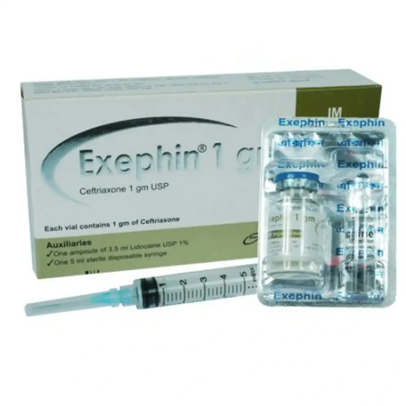Pack Image: Exephin 1 gm Injection (1 gm vial)