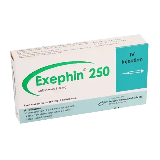 Pack Image: Exephin 250 mg Injection (250 mg vial)