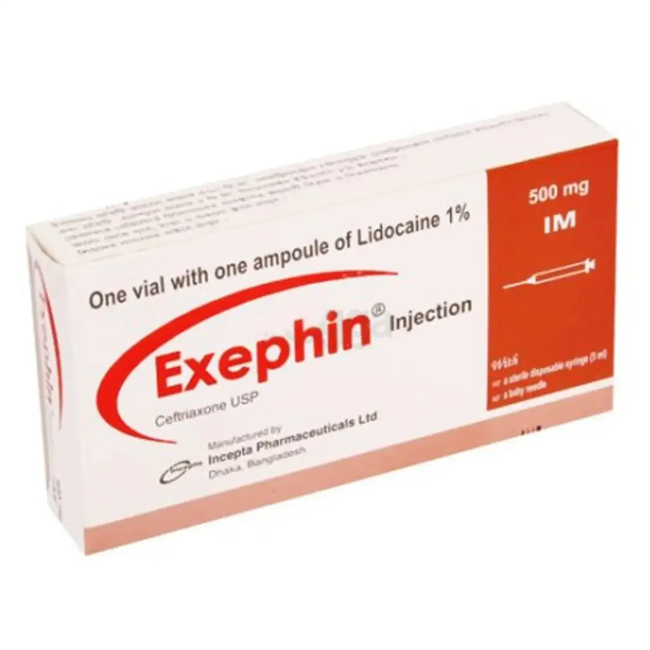 Pack Image: Exephin 500 mg Injection (500 mg vial)