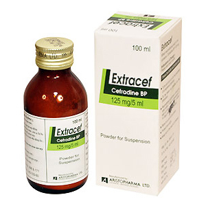 Pack Image: Extracef 125 mg Suspension (100 ml bottle)