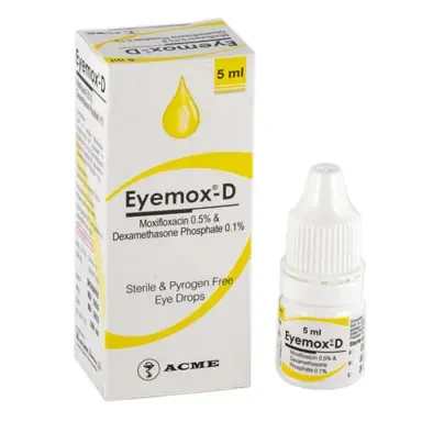 Pack Image: Eyemox-D 0.5% 0.1% Eye Drop (5 ml drop)