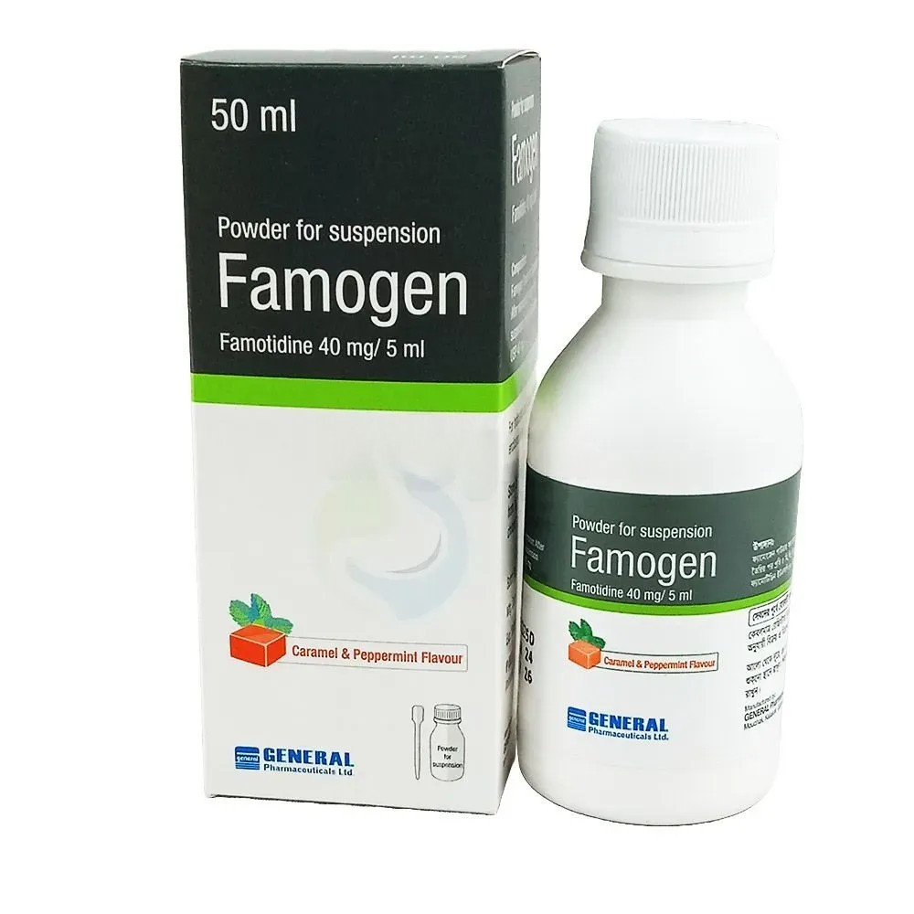 Pack Image: Famogen 40 mg Suspension (50 ml bottle)