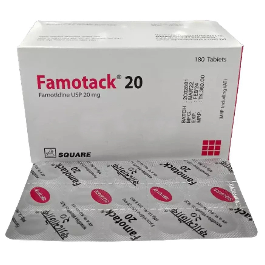 Pack Image: Famotack 20 mg Tablet (12 x 15)
