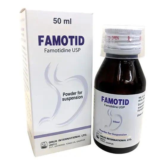 Pack Image: Famotid 40 mg Suspension (50 ml bottle)