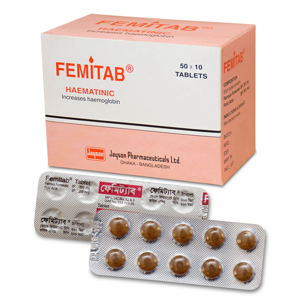Pack Image: Femitab 200 mg Tablet (50 x 10)