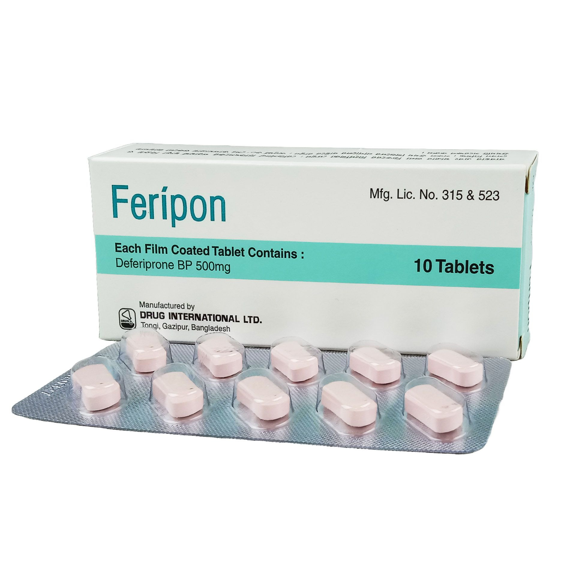 Pack Image: Feripon 500 mg Tablet (1 x 10)