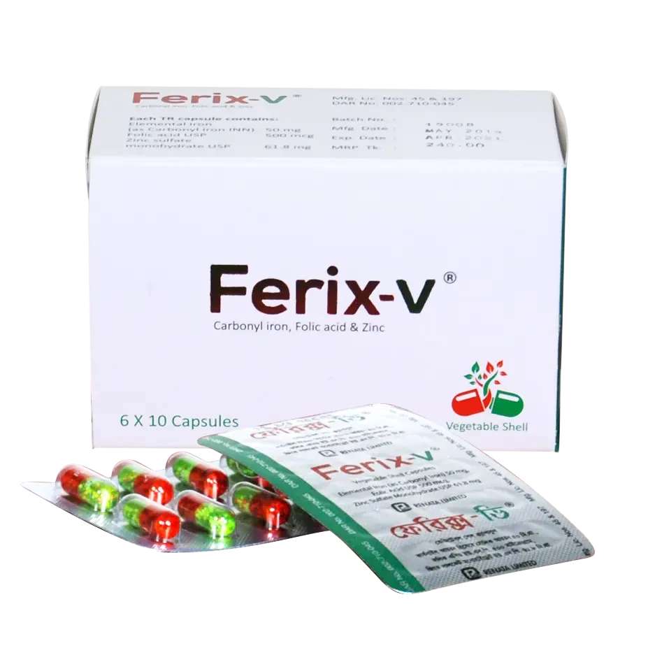 Pack Image: Ferix-V 50 mg Capsule (6 x 10)