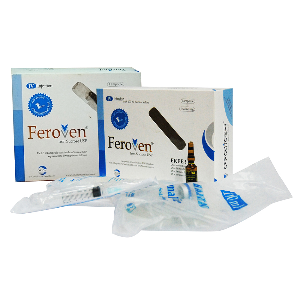 Pack Image: Feroven 100 mg Injection (5 ml ampoule)