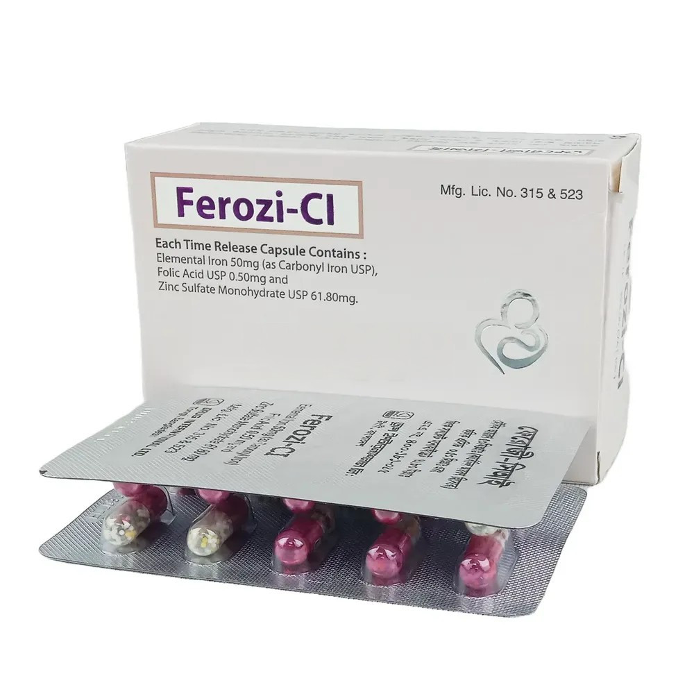 Pack Image: Ferozi-CI 50 mg Capsule (5 x 10)