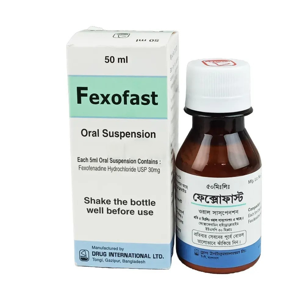 Pack Image: Fexofast 30 mg Suspension (50 ml bottle)