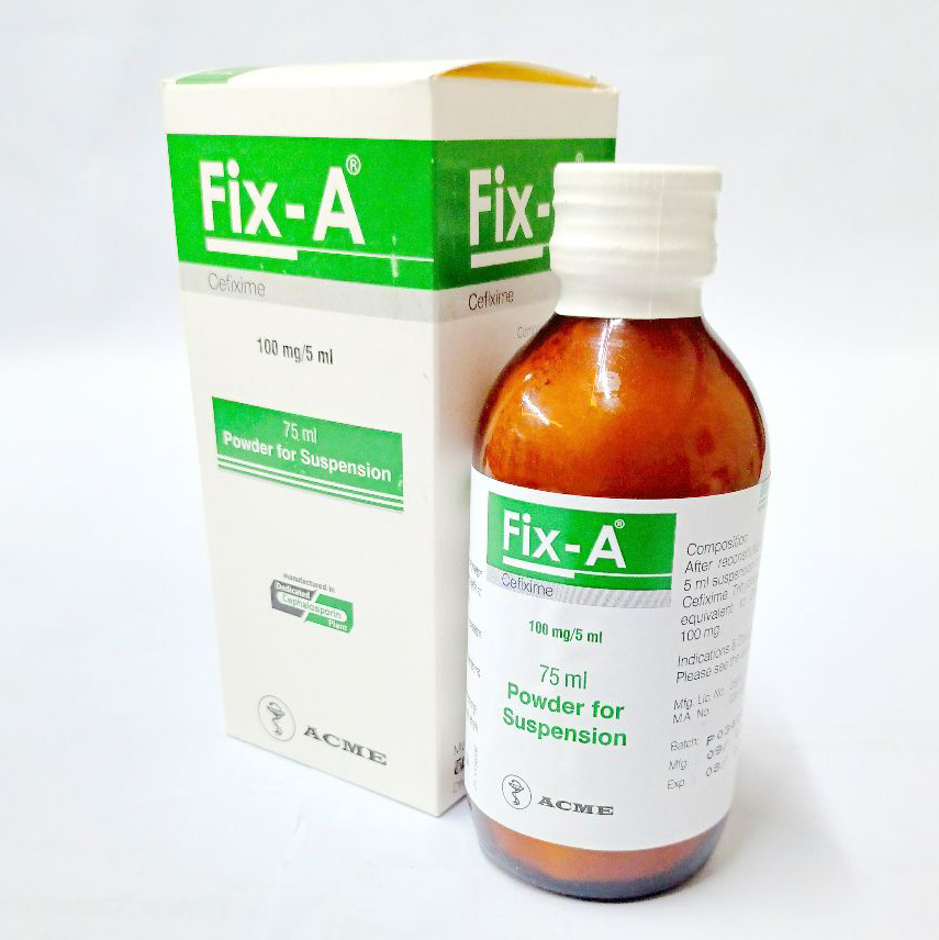 Pack Image: Fix-A 100 mg Suspension (37.5 ml bottle)