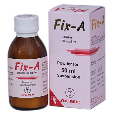 Pack Image: Fix-A 100 mg Suspension (40 ml bottle)